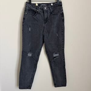 Wild Fable Juniors Black Distressed High Rise Mom Jean Size 8 Denim Pant Bottoms